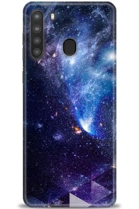 Samsung Galaxy A21 Kılıf Hd Baskılı Kılıf - Galaksi + Temperli Cam nmsm-a21-v-233-cm