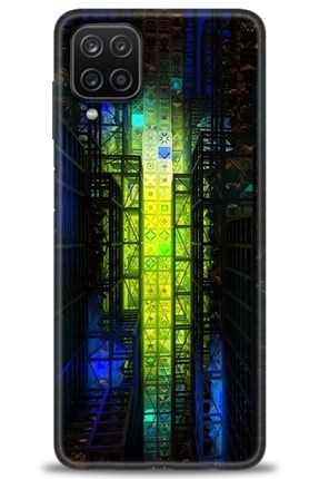 Samsung Galaxy A12 Kılıf Hd Baskılı Kılıf - Desing Blacklight + Temperli Cam amsm-a12-v-98-cm