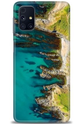 Samsung Galaxy M51 Kılıf Hd Baskılı Kılıf - Altın Deniz + Temperli Cam amsm-m51-v-233-cm