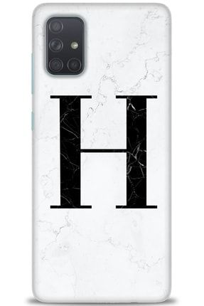 Samsung Galaxy A71 Kılıf Hd Baskılı Kılıf - Beyaz Mermer Desenli H Harfi + Temperli Cam tmsm-a71-v-30-cm