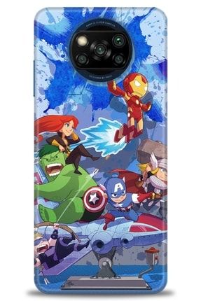 Xiaomi Poco X3 Nfc Kılıf Hd Baskılı Kılıf - Avengers Cartoon + Temperli Cam amxi-poco-x3-nfc-v-23-cm