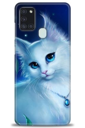 Samsung Galaxy A21s Kılıf Hd Baskılı Kılıf - Cat Glance + Temperli Cam amsm-a21s-v-107-cm