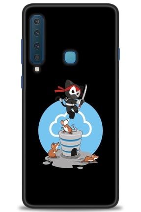 Samsung Galaxy A9 2018 Kılıf Hd Baskılı Kılıf - Ninja Cat Mouse + Temperli Cam tmsm-a9-2018-v-166-cm