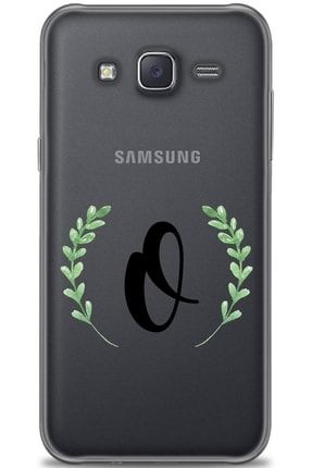 Samsung Galaxy J5 Kılıf Hd Baskılı Kılıf - Yaprak Tasarım Siyah O Harfi + Temperli Cam nmsm-j5-v-273-cm