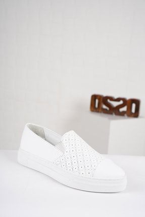 Beyaz - Hakiki Deri Kadın Sneaker Ayakkabı 221110104