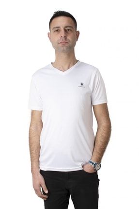Ct104 Basic Pes V Neck Beyaz Erkek T-shirt 257 CT104