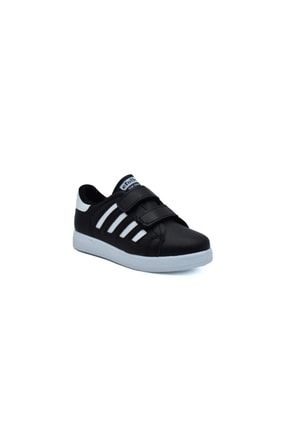Unisex Cırtlı Çocuk Spor Ayakkabı 4 Bant Siyah Beyaz Spor ODS0393