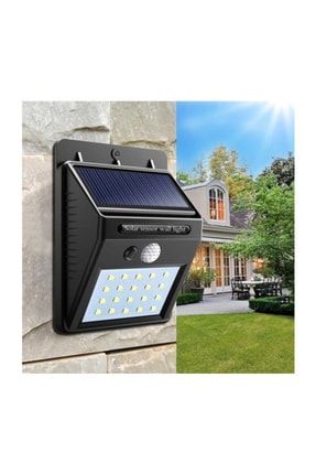 Güneş Enerjili Hareket Sensörlü Solar Dış Mekan Bahçe Duvar Aydınlatma Lambası 20LEDARZ