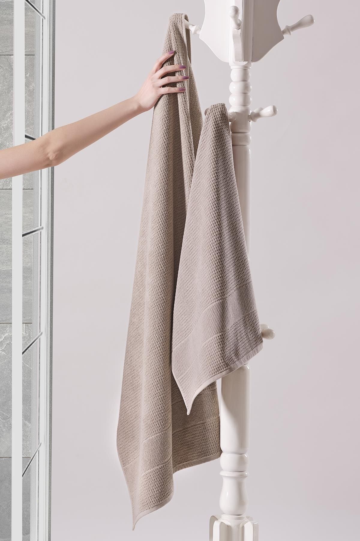 Mariva home Tamara Bej 2.li Banyo Havlu Seti 70x140 -50x90