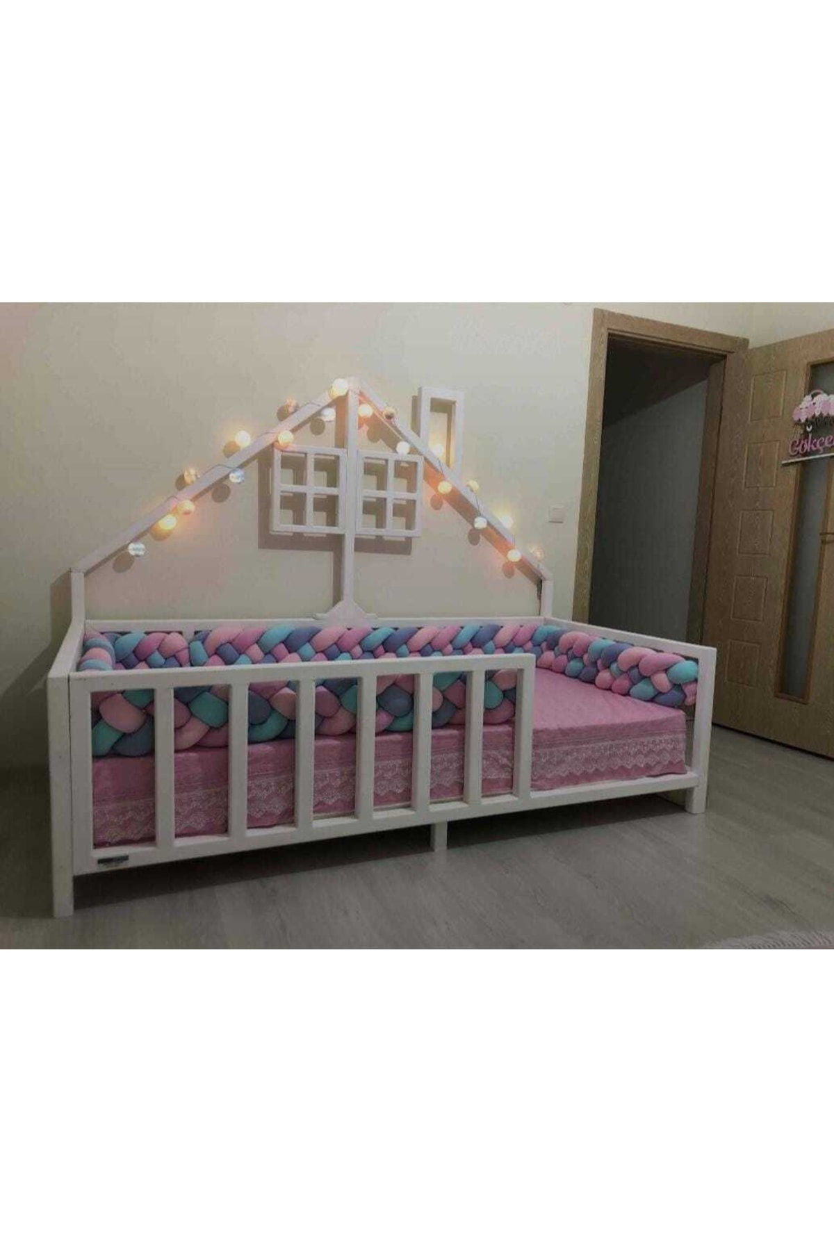 420 Cm 4'lü Örgü Koruma /80x130 Anne Yanı Park Beşik - Yatak Koruyucu 5