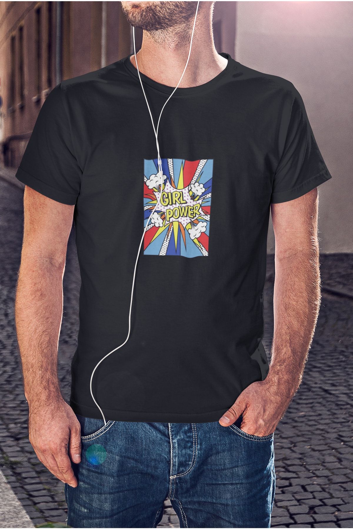 Kio Tasarım Tricou Imprimat 100% Bumbac Masculin - S