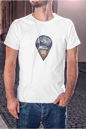 Kamp Karavan Baskılı Tişört Erkek Sevgiliye Arkadaşa Hediye Doğum Günü Hediyesi Pamuklu T-shirt K-E-L233