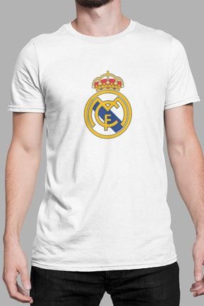 Erkek Real Madrid Logo Ispanya La Liga Baskılı Tişört %100 Pamuk K-E-S100006