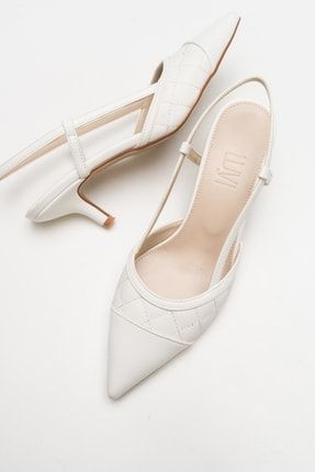 Poınt Beyaz Kadın Topuklu Ayakkabı 71-6012