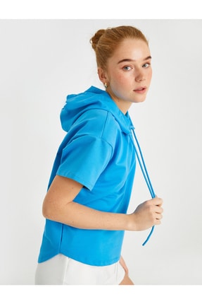 Koton Kap&uuml;şonlu Sweatshirt Kısa Kollu
