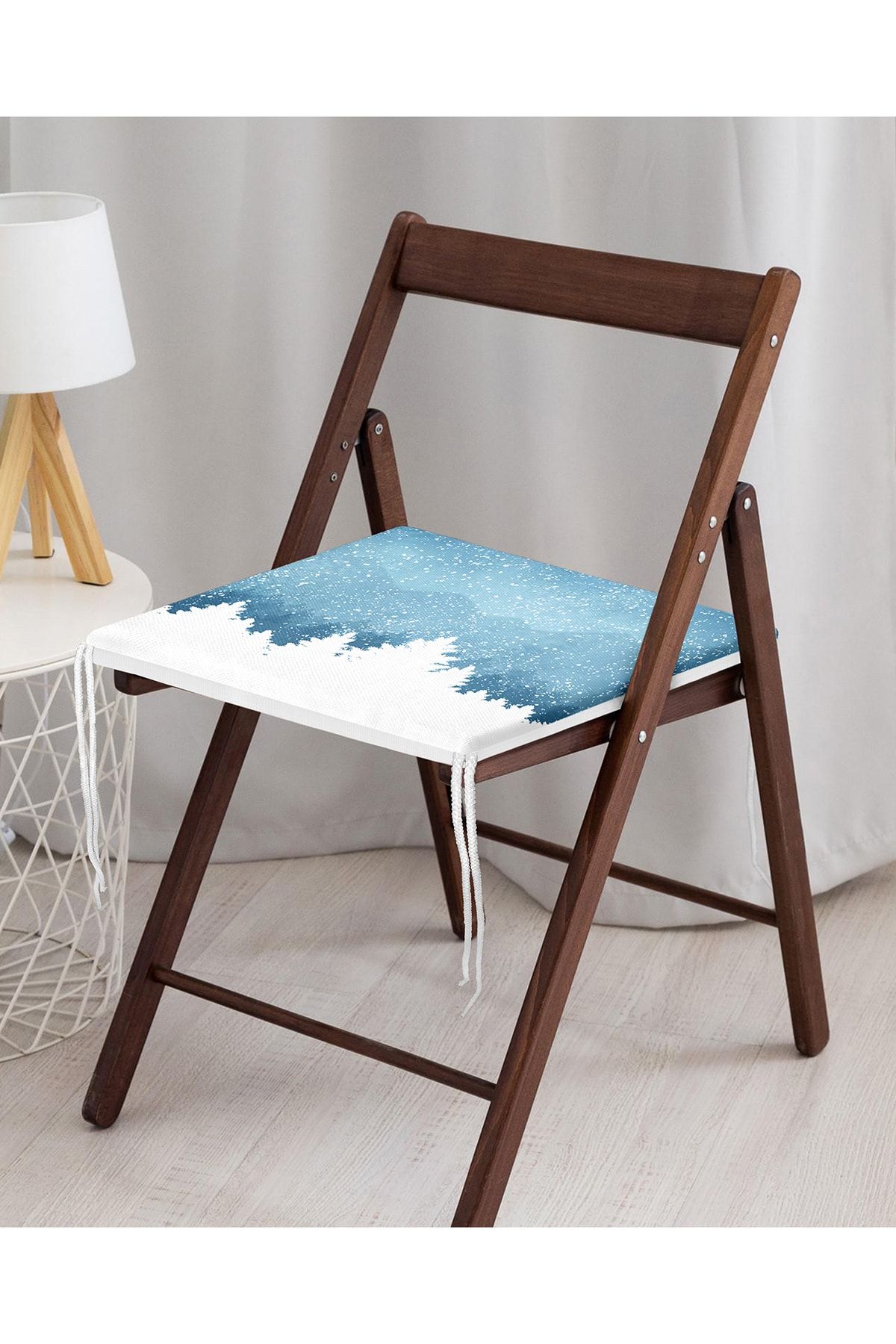 Realhomes-Digital Printed Modern Zippered Chair Cushion with Blue Floor Snow and Pine Tree Figures 4