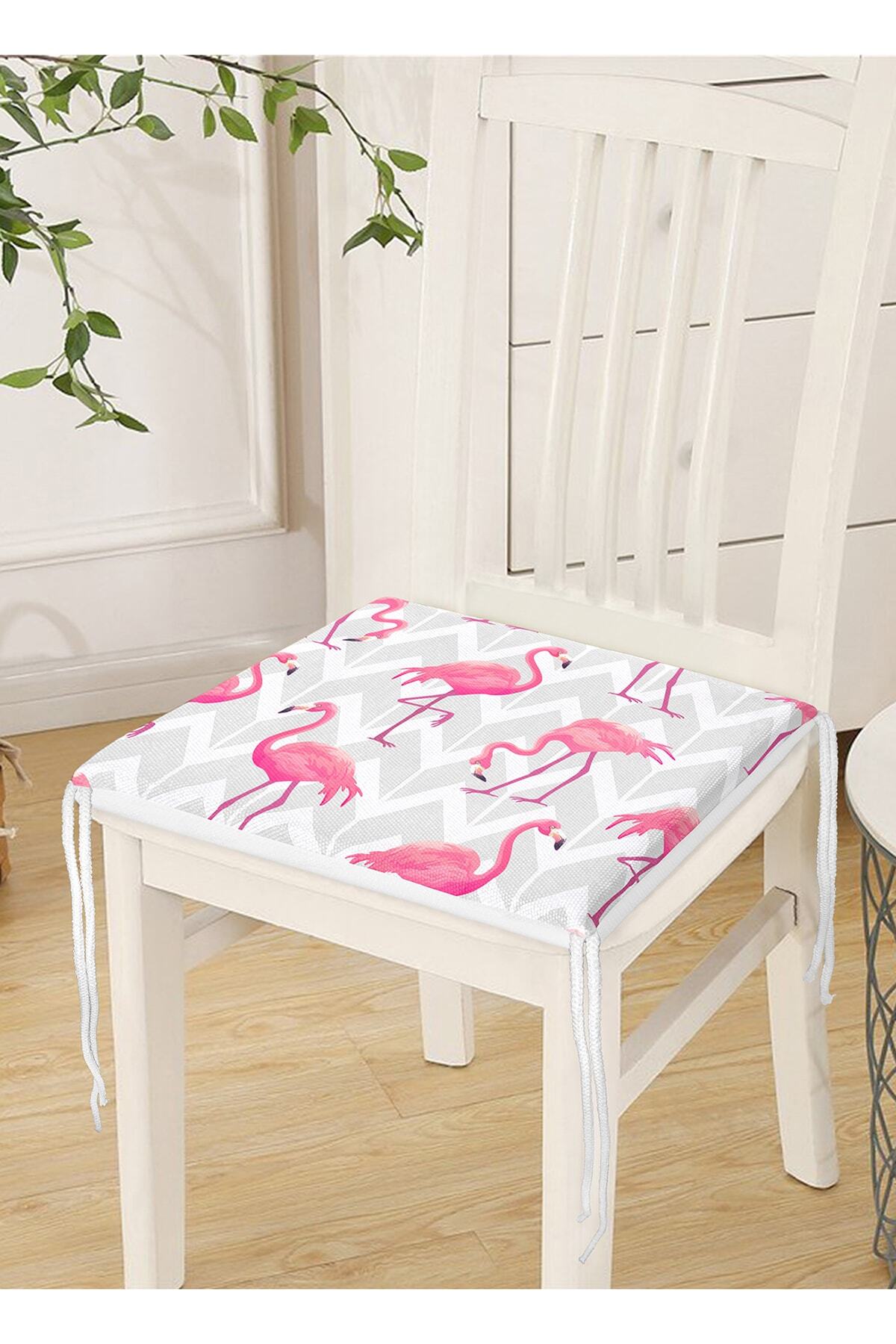 Realhomes-Modern Zippered Chair Cushion with Flamingos on Gray Zigzag Floor 4