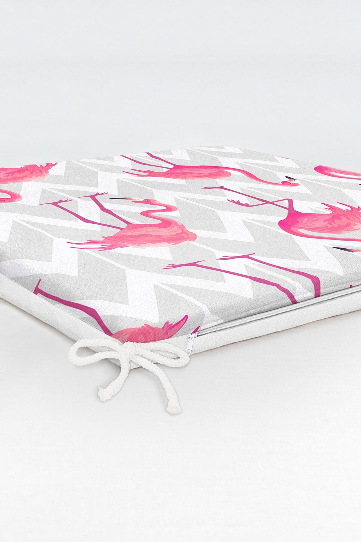 Realhomes-Modern Zippered Chair Cushion with Flamingos on Gray Zigzag Floor 6