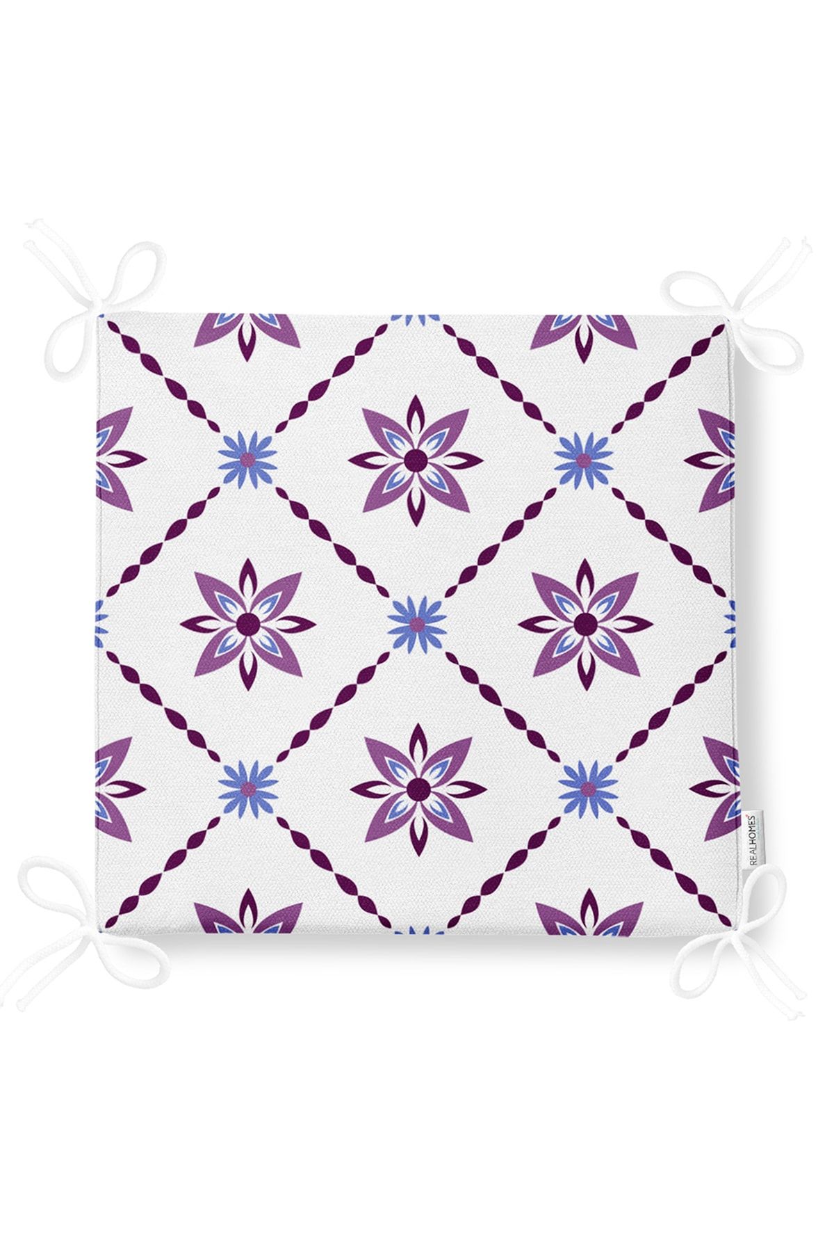 Realhomes-Modern Flower Themed Digital Printed Zippered Chair Cushion 5