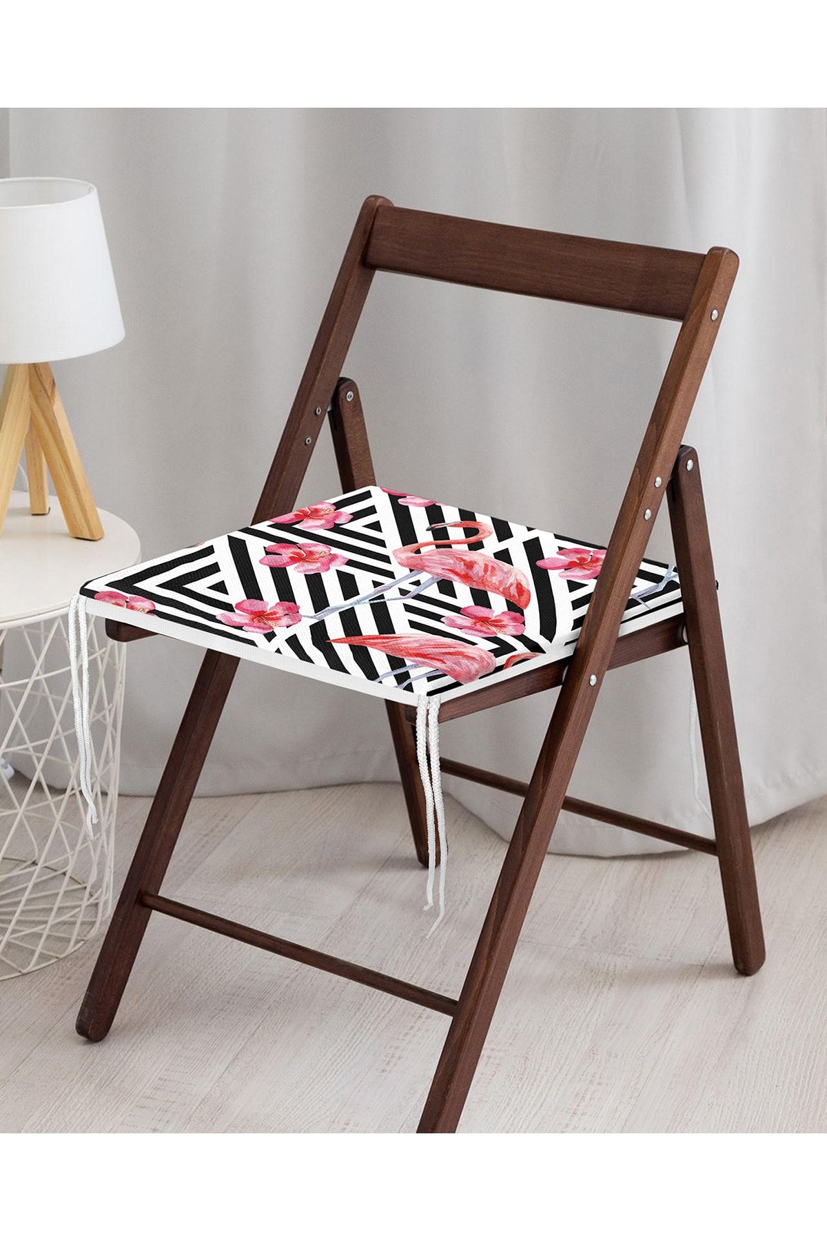 Realhomes-Flamingo Patterned Digital Printed Zippered Chair Cushion 3