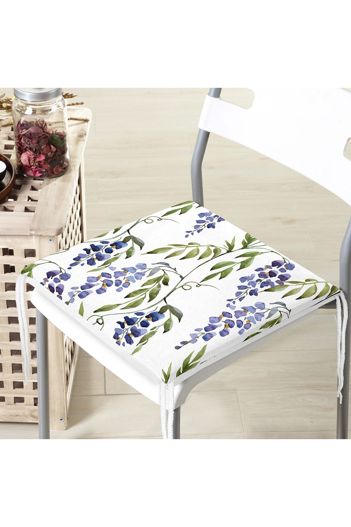 Realhomes-Flower Patterned Digital Printed Zippered Chair Cushion 4
