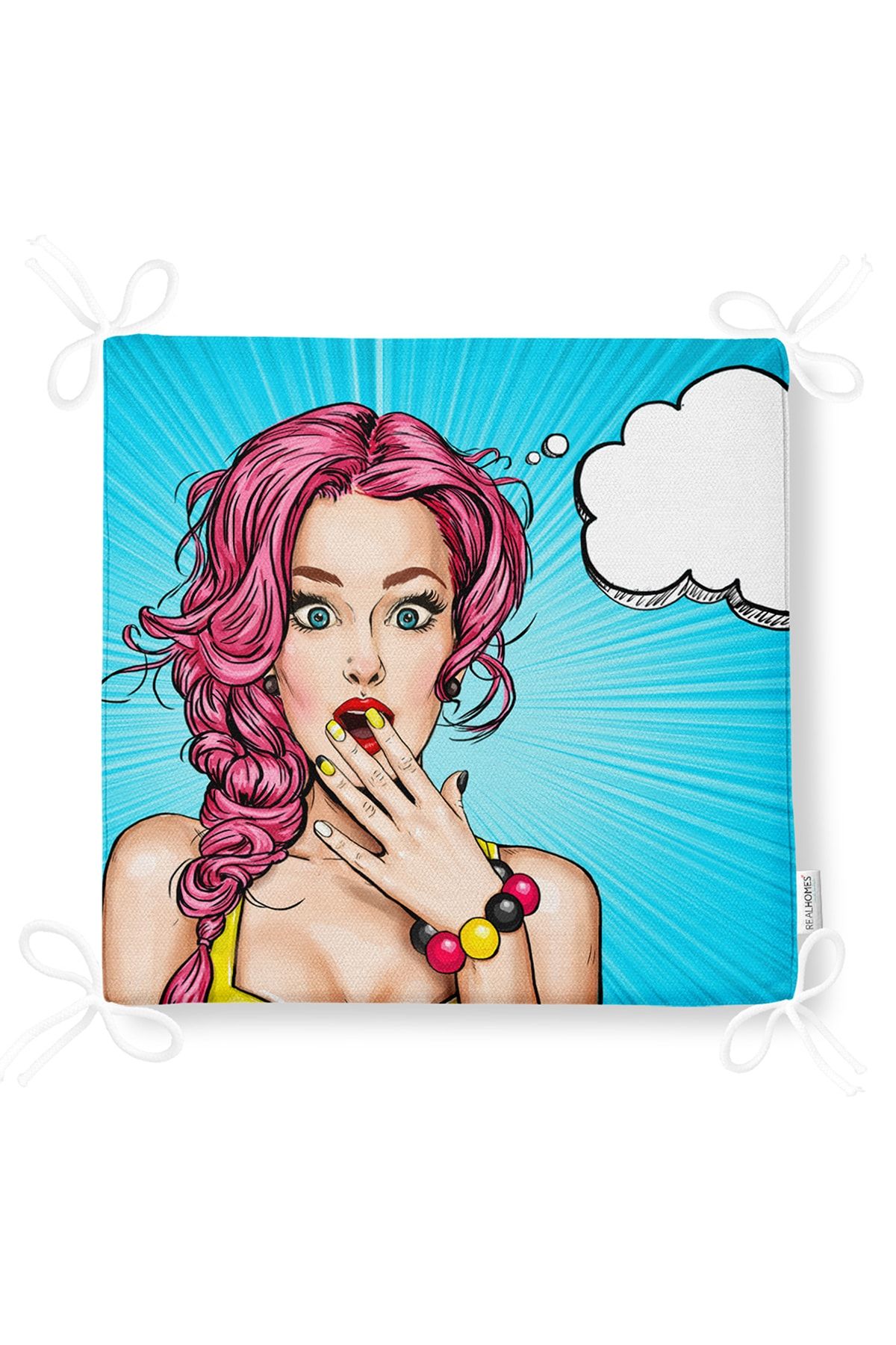 Realhomes-Pernă pentru scaun cu fermoar, cu model pop art 5