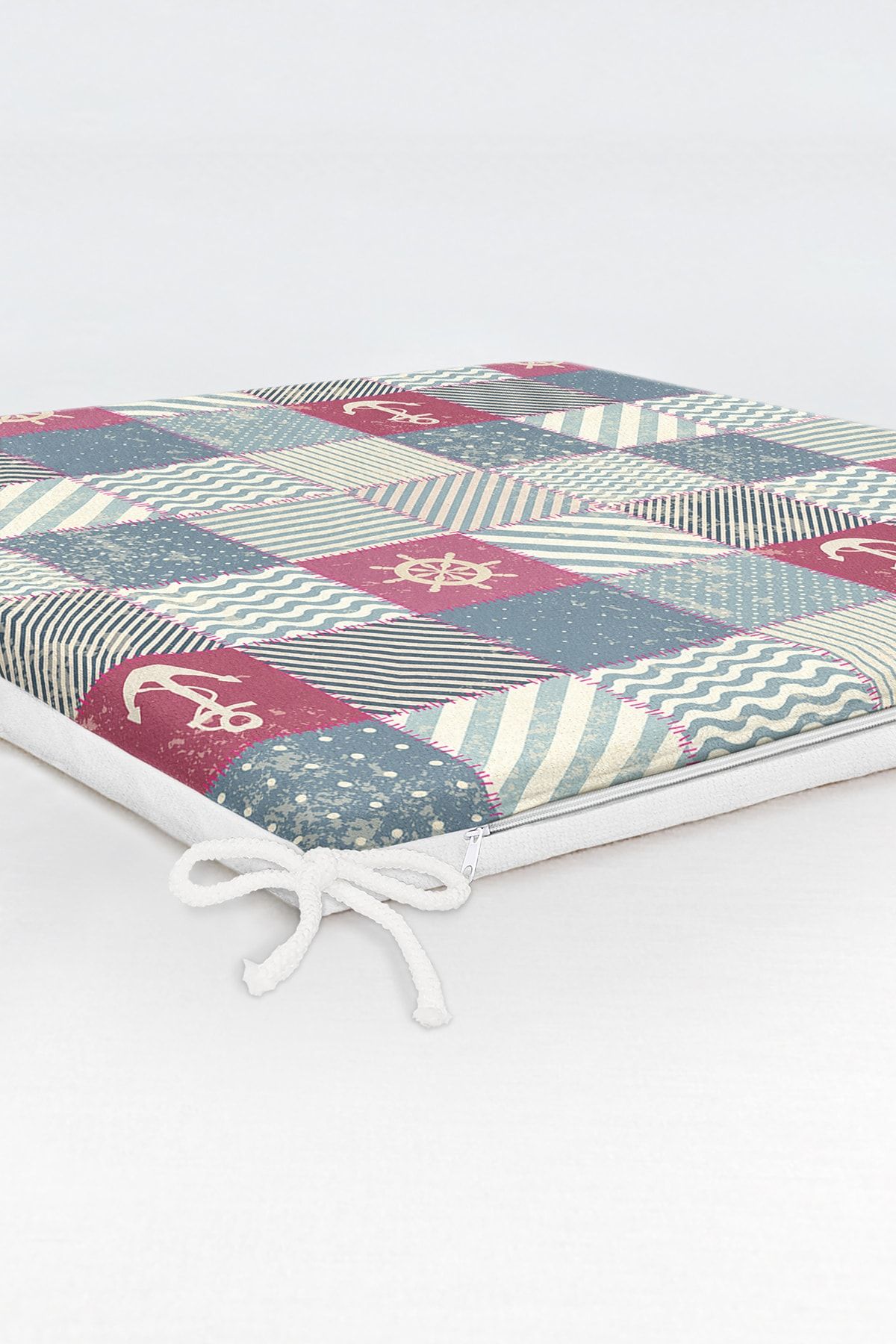 Realhomes-Patchwork Patterned Special Design Digital Printed Modern Zippered Chair Cushion 6