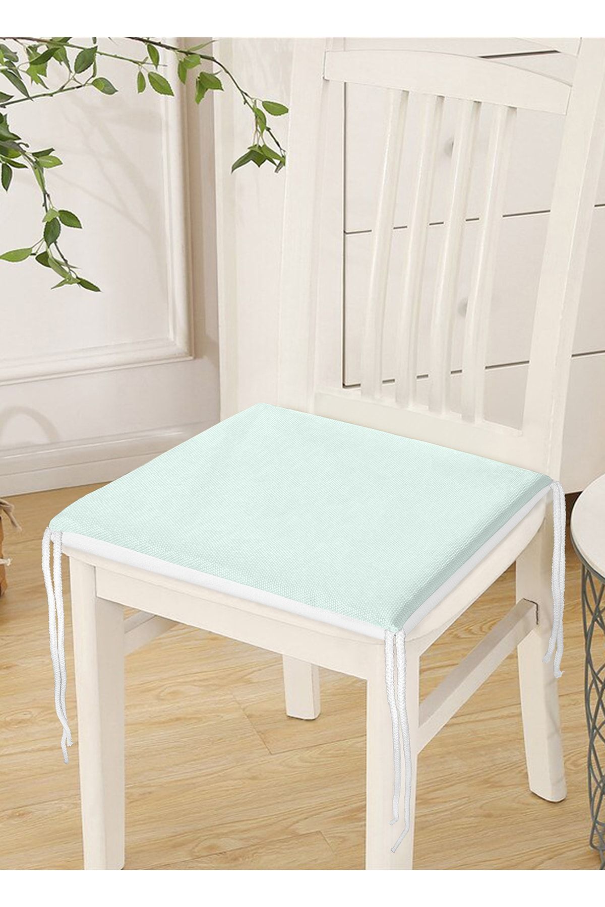 Realhomes-Mint Green Colored Digital Printed Zippered Chair Cushion 3