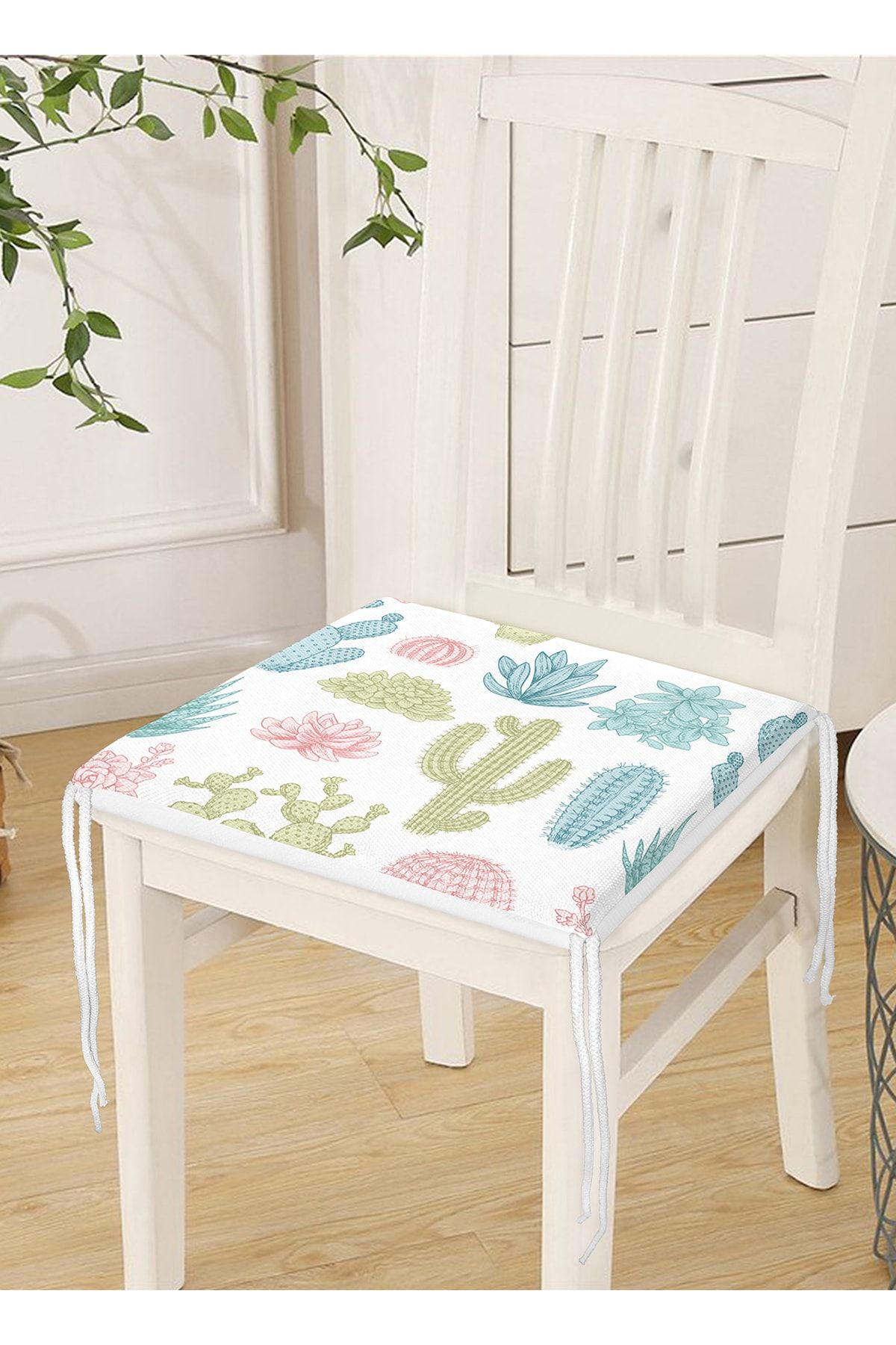 Realhomes-Cactus Patterned Colorful Modern Zippered Chair Cushion 3