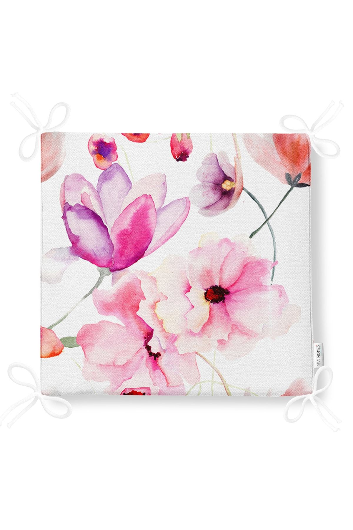 Realhomes-Flower Themed Digital Printed Modern Zippered Chair Cushion with White Background 5