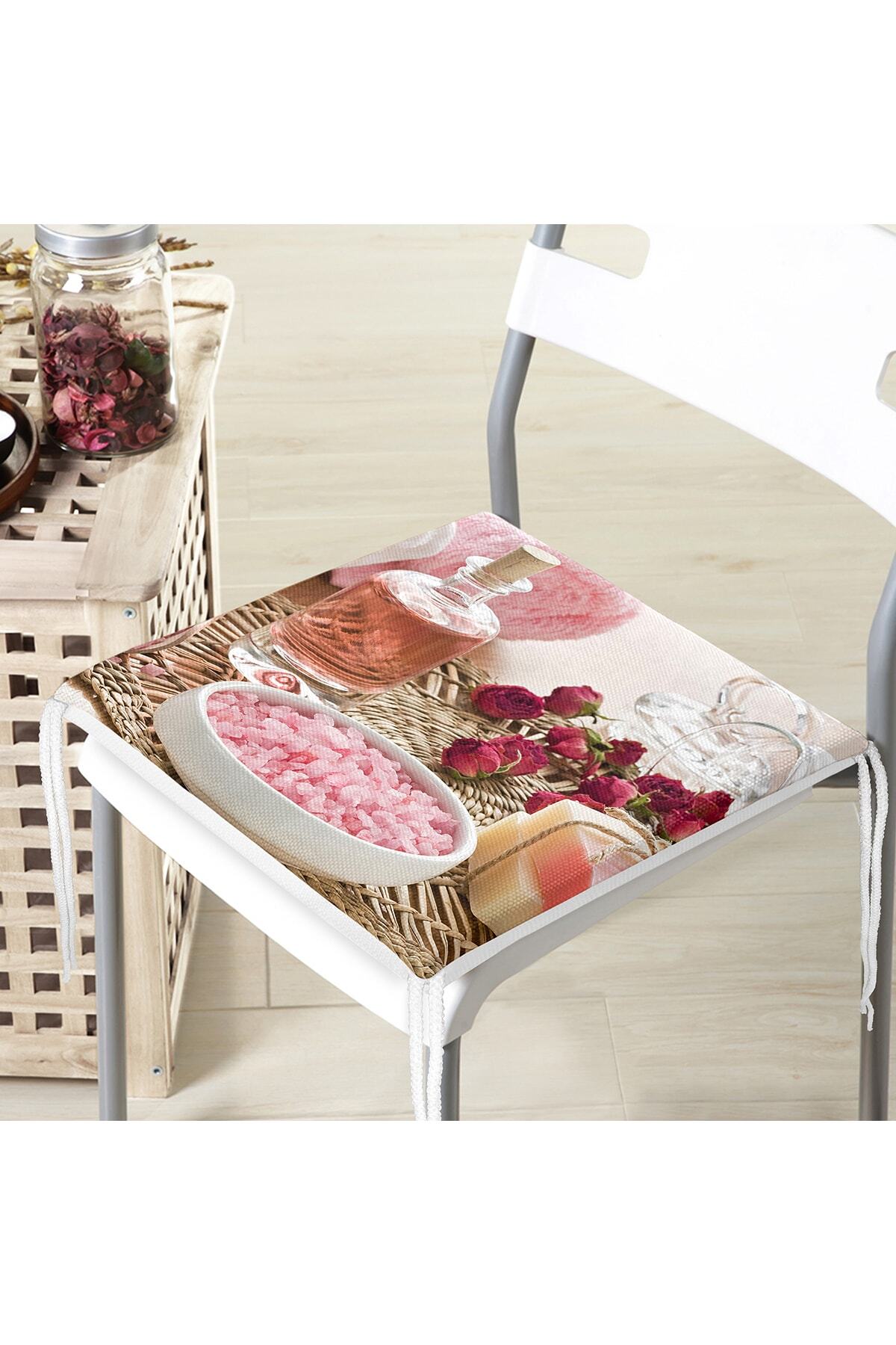 Realhomes-Digital Printed Modern Zippered Chair Cushion with Roses on the Table 1