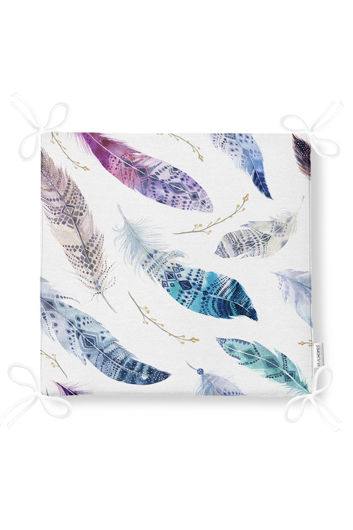 Realhomes-Colorful Feather Figured Digital Printed Zippered Chair Cushion 5