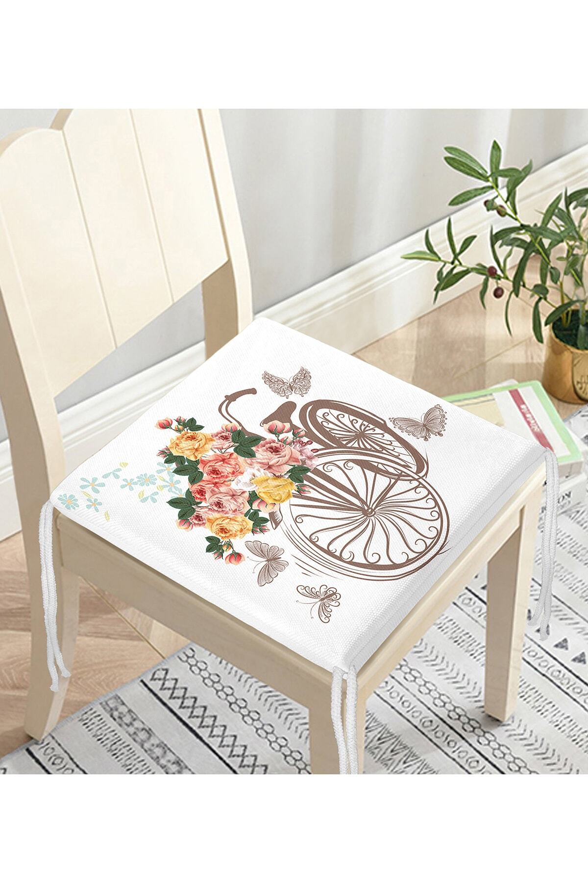Realhomes-Modern Bicycle Patterned Decorati Square Zippered Chair Cushion 3