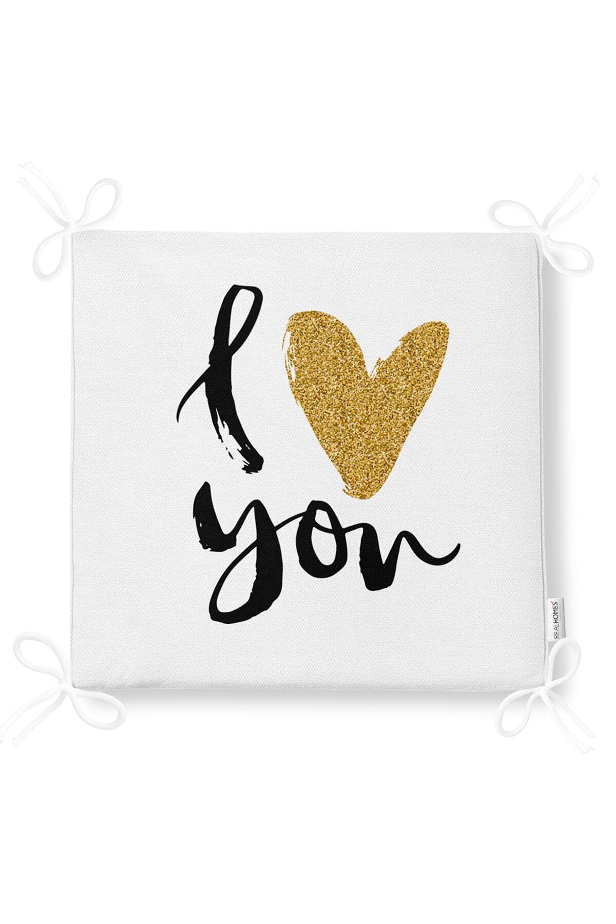 Realhomes-Digital Printed Modern Zippered Chair Cushion with I Love You Written 5