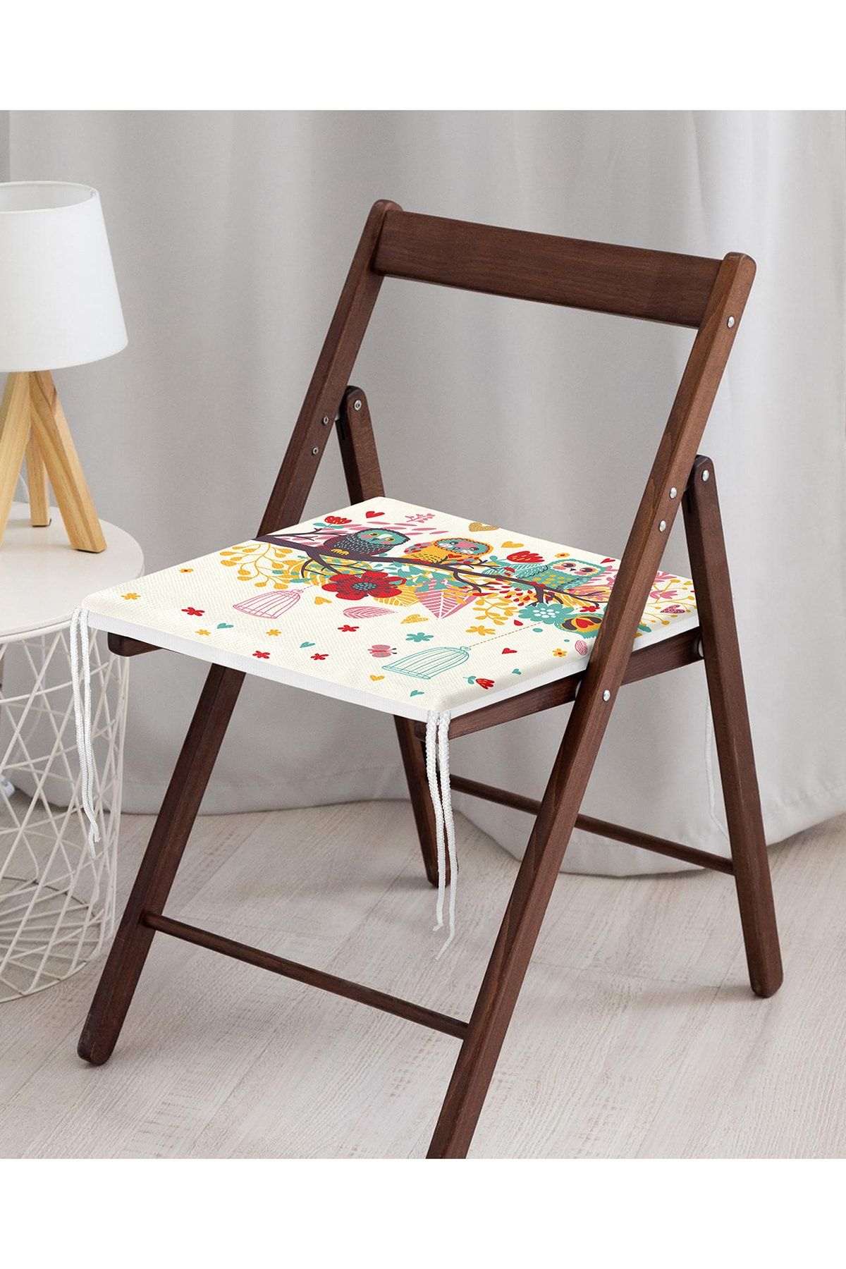 Realhomes-Owl Patterned Digital Printed Zippered Chair Cushion 4