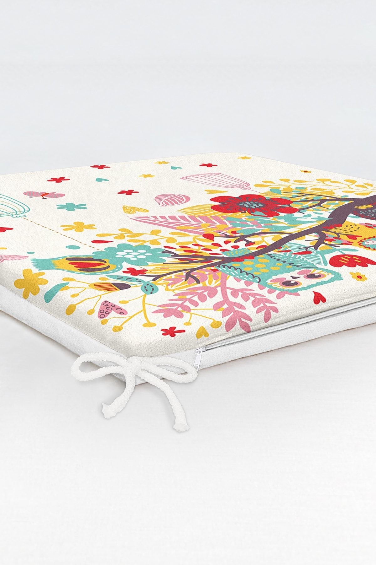 Realhomes-Owl Patterned Digital Printed Zippered Chair Cushion 6
