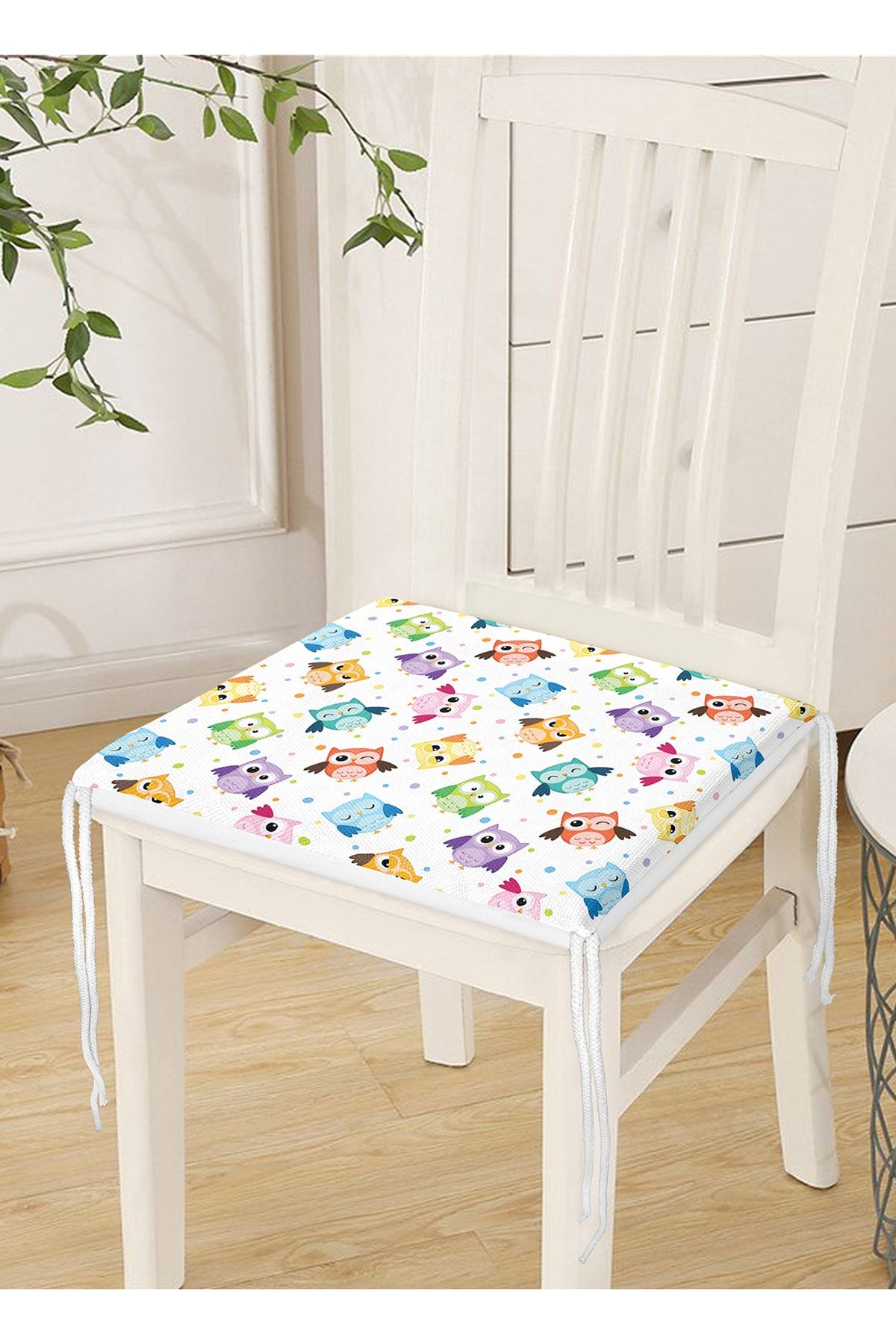 Realhomes-Owl Pattern Digital Printed Zippered Chair Cushion 4