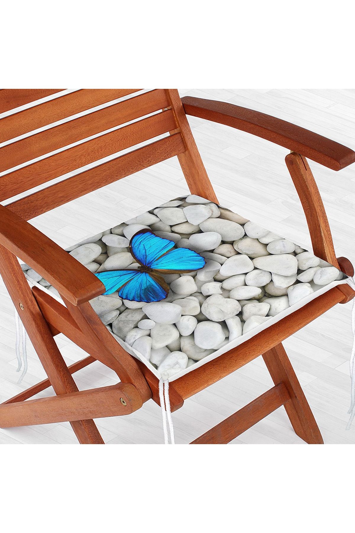 Realhomes-Specially Designed Digital Printed Zippered Chair Cushion with Butterfly Pattern on Stoned Floor 1