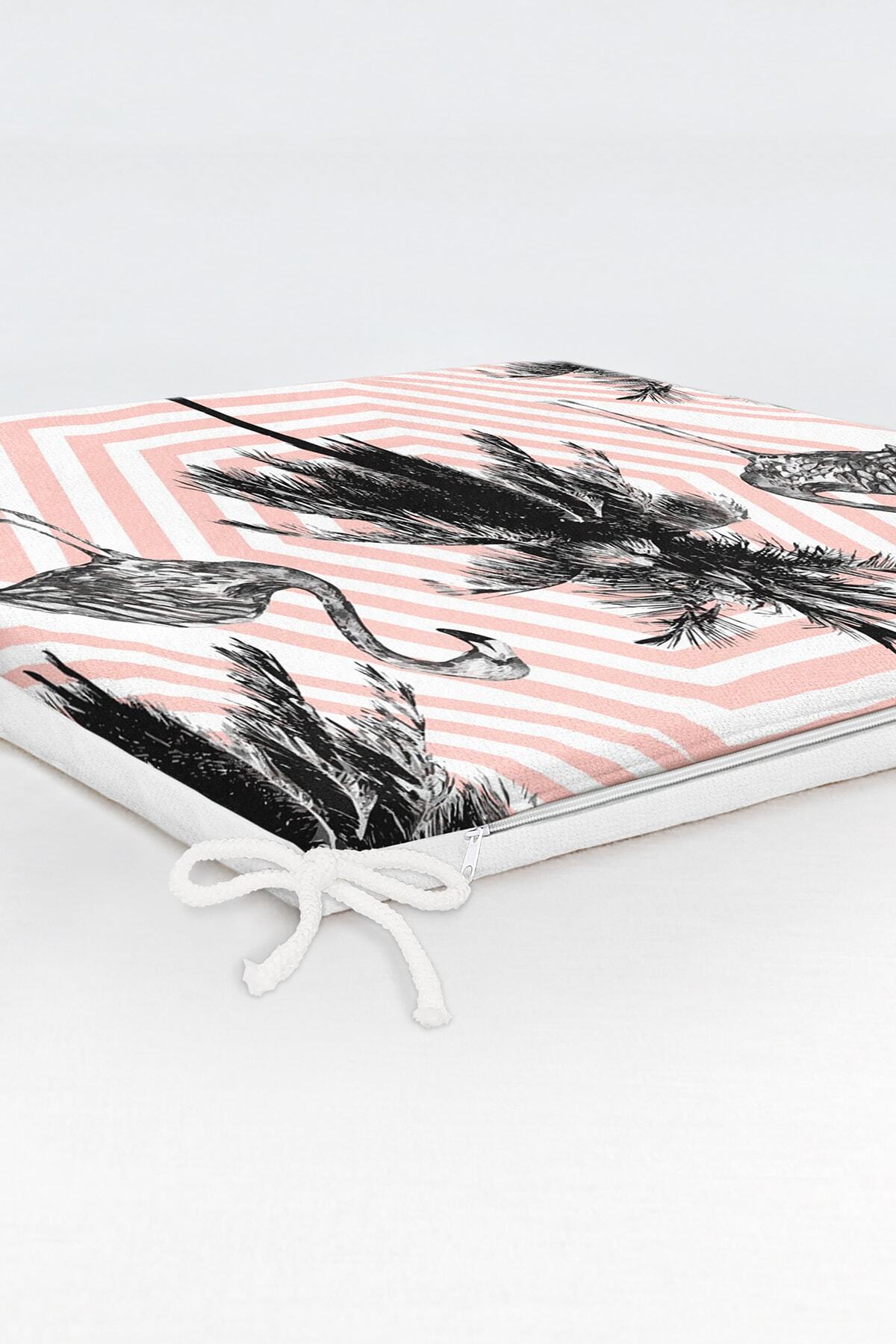 Realhomes-Flamingo Patterned Digital Printed Zippered Chair Cushion 6