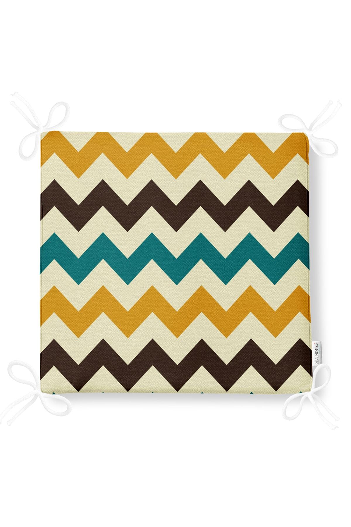 Realhomes-Modern Zigzag Pattern Digital Printed Zippered Chair Cushion 5