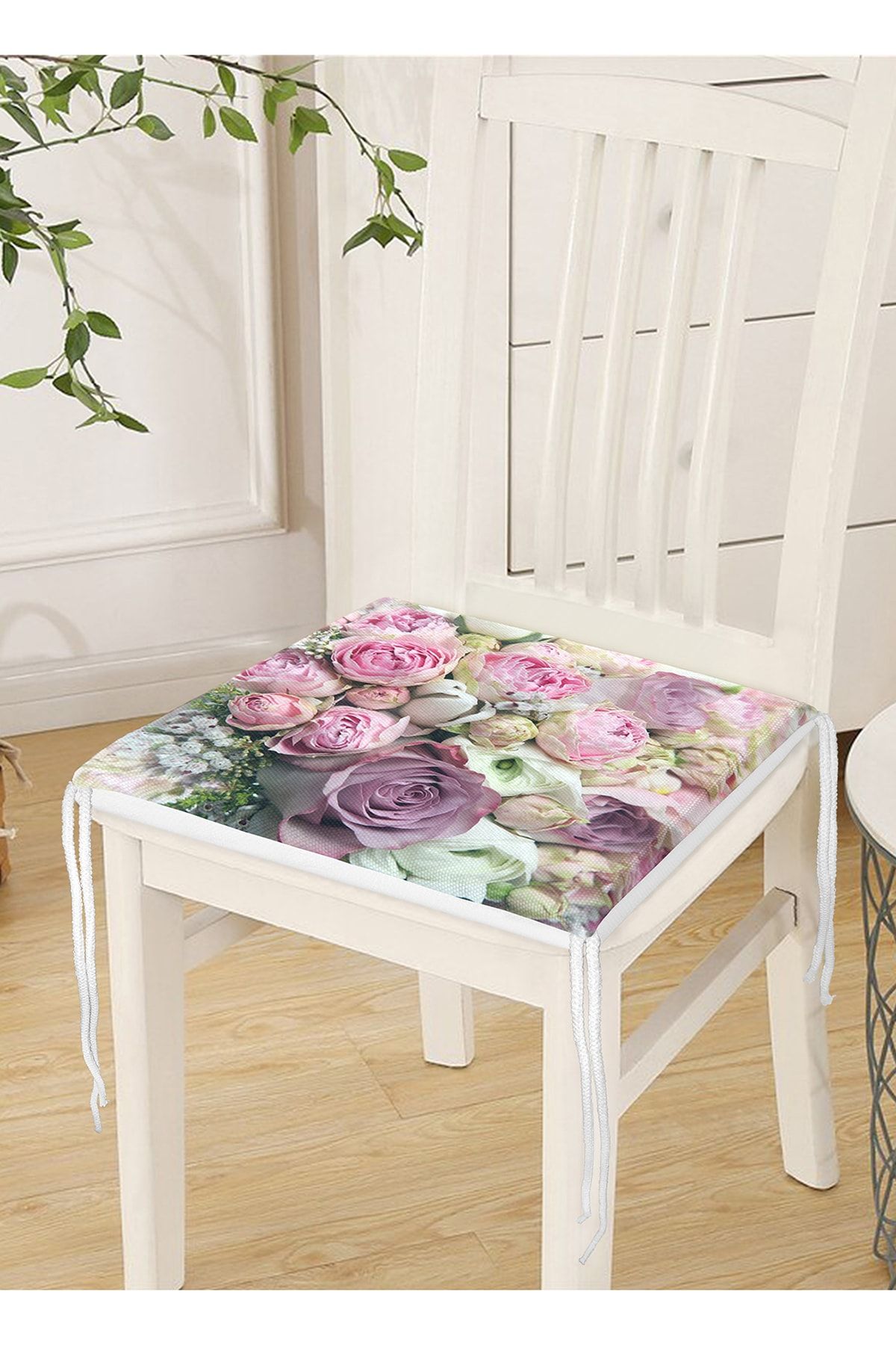 Realhomes-Pink Roses Digital Printed Zippered Chair Cushion 3