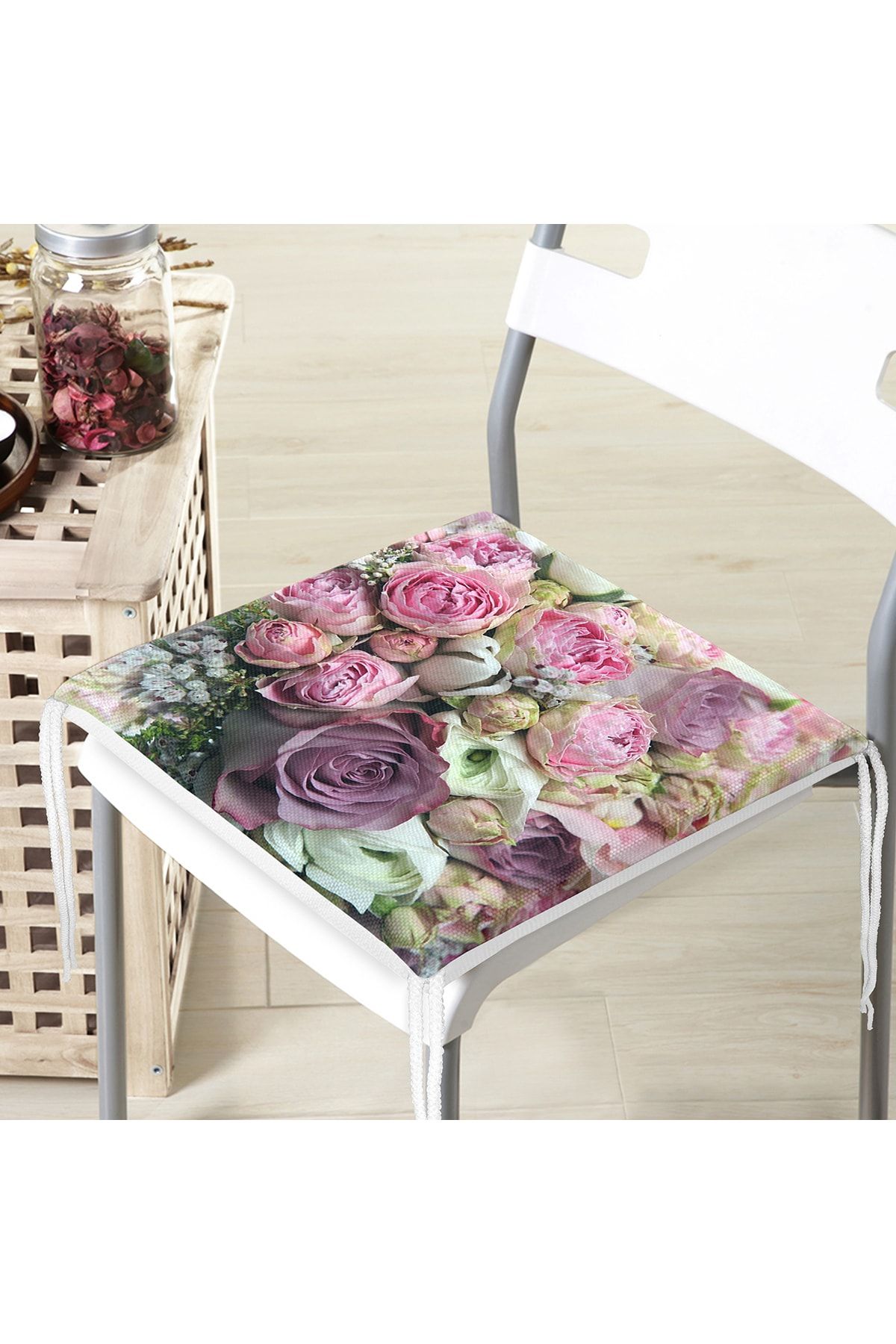Realhomes-Pink Roses Digital Printed Zippered Chair Cushion 4