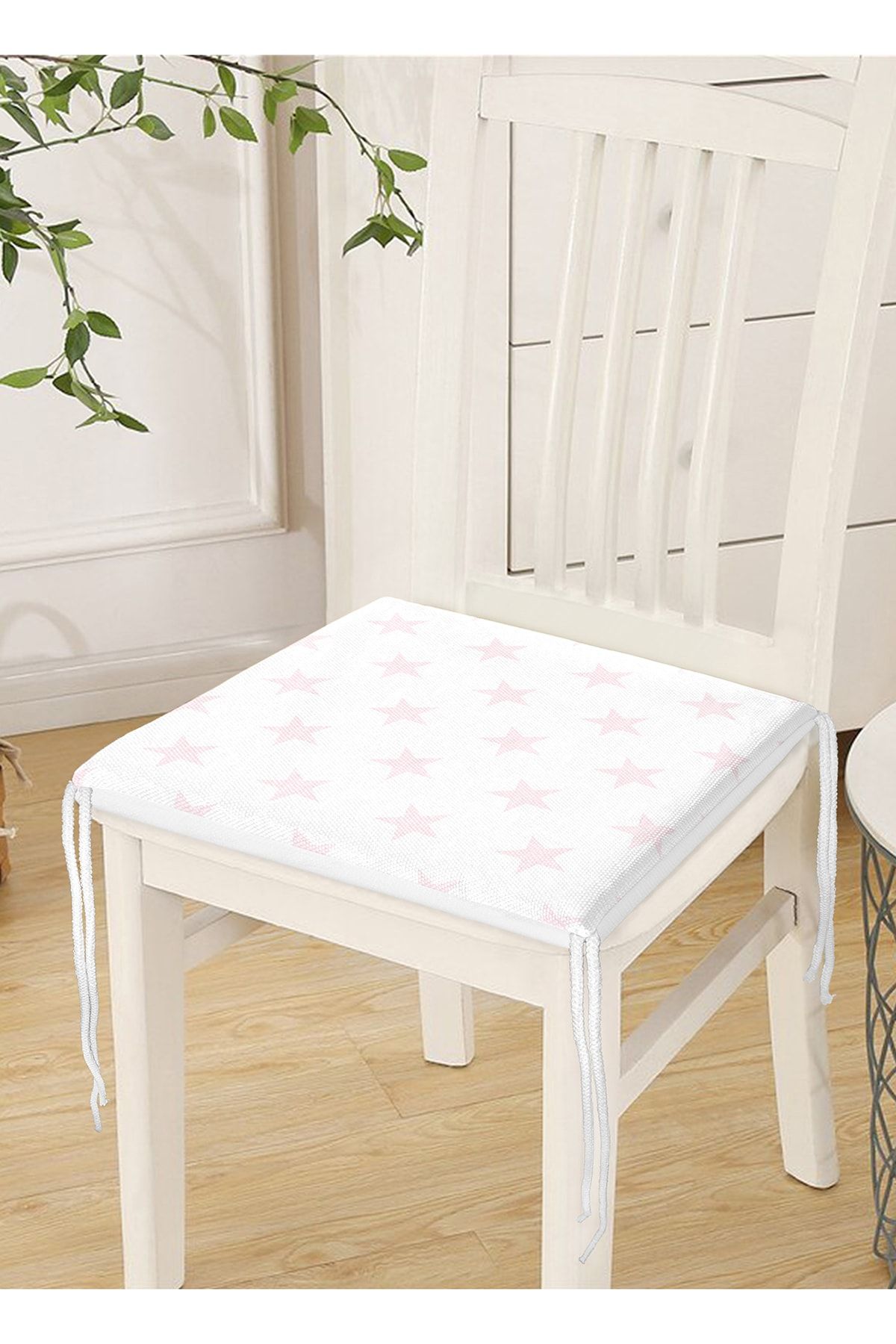 Realhomes-Powder Star Patterned Modern Digital Printed Zippered Chair Cushion 3