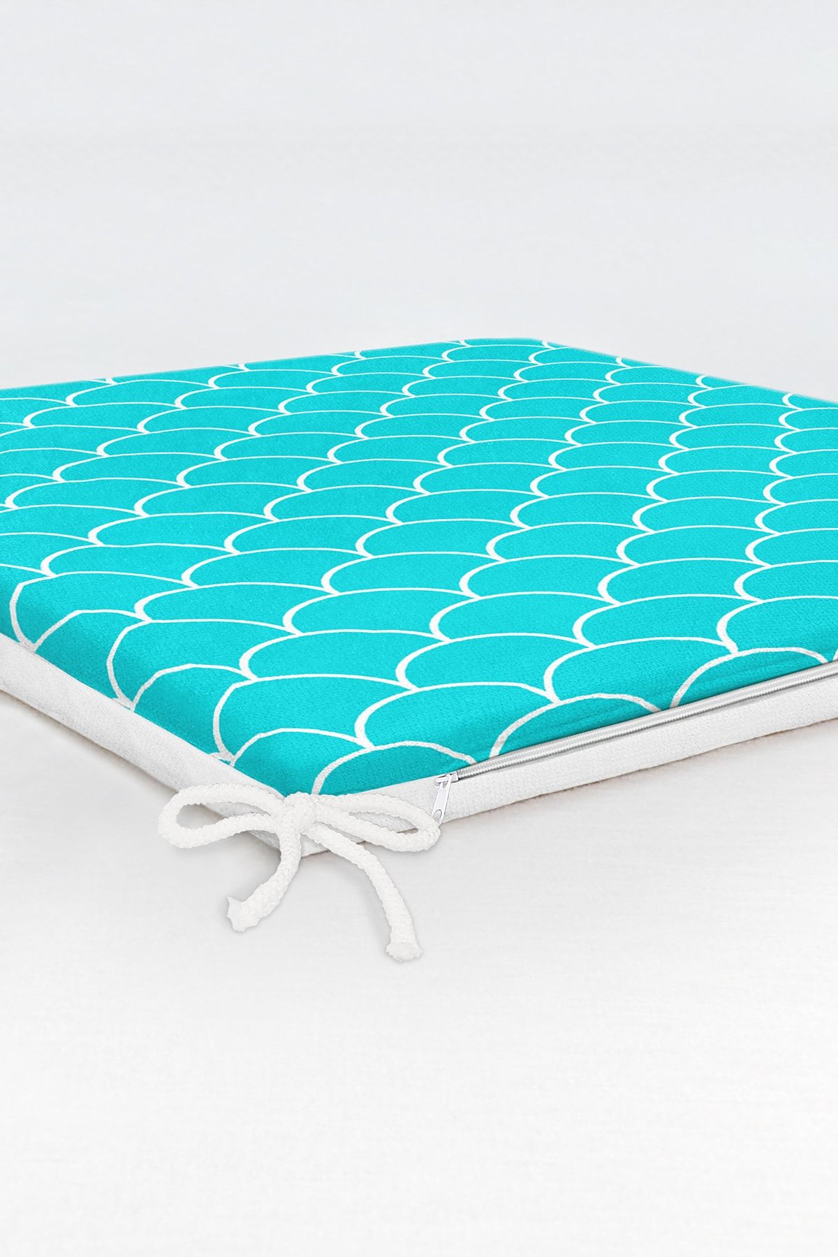 Realhomes-Blue Geometric Sequin Patterned Digital Printed Zippered Chair Cushion 6