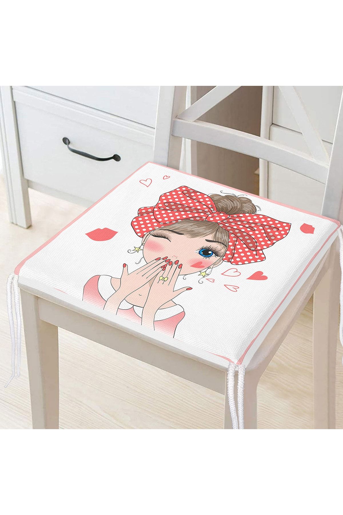 Realhomes-Fashion Girl Digital Printed Modern Zippered Chair Cushion 1