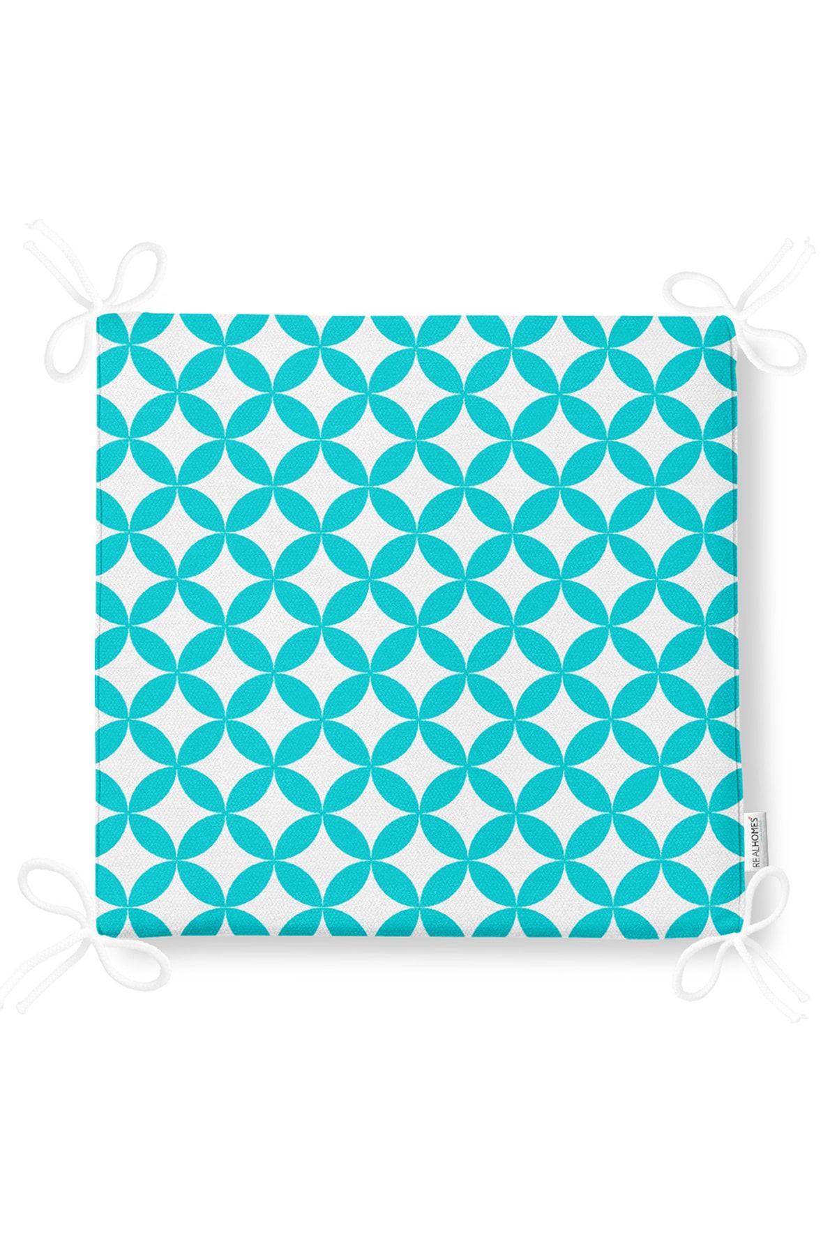 Realhomes-Blue Circular Geometric Digital Printed Zippered Chair Cushion 5
