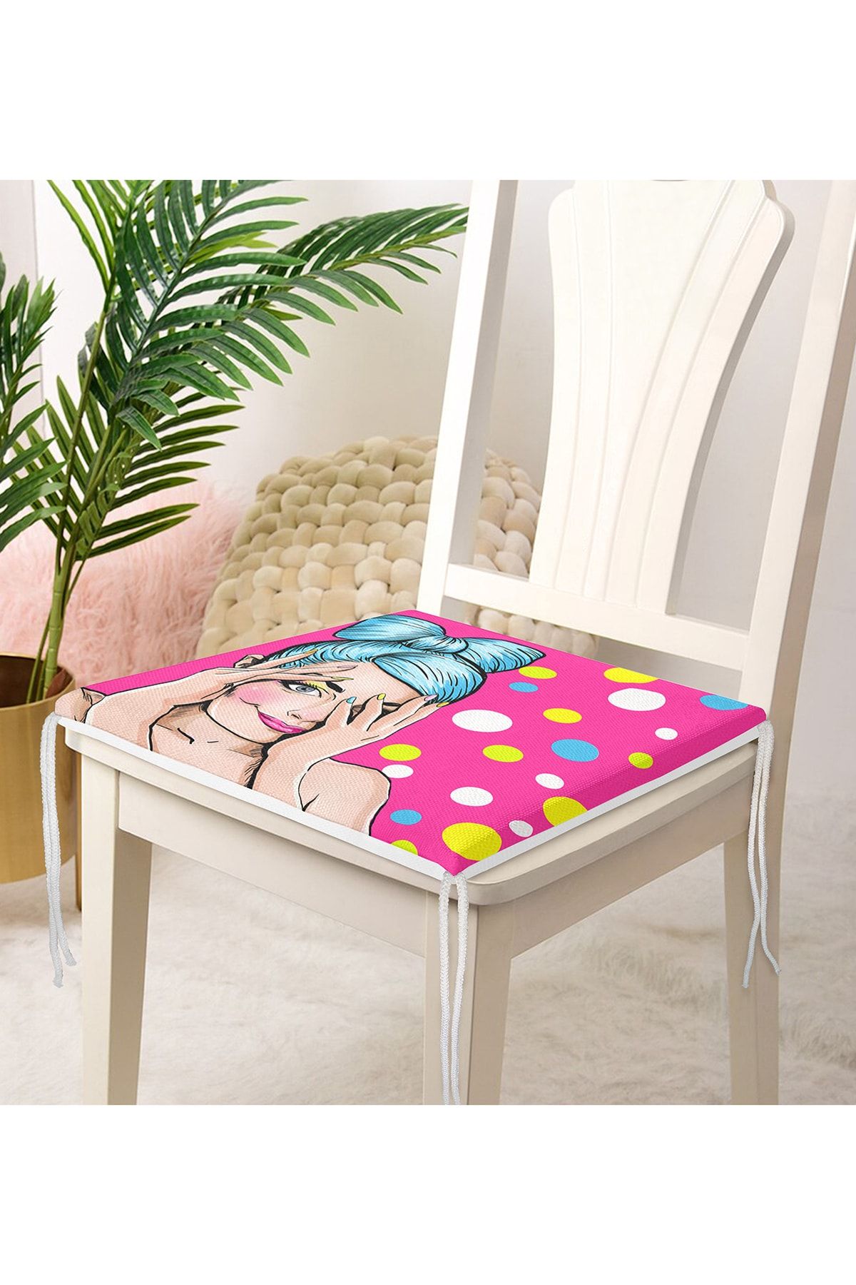 Realhomes-Pernă pentru scaun cu fermoar cu imprimare digitală Pop Art 4