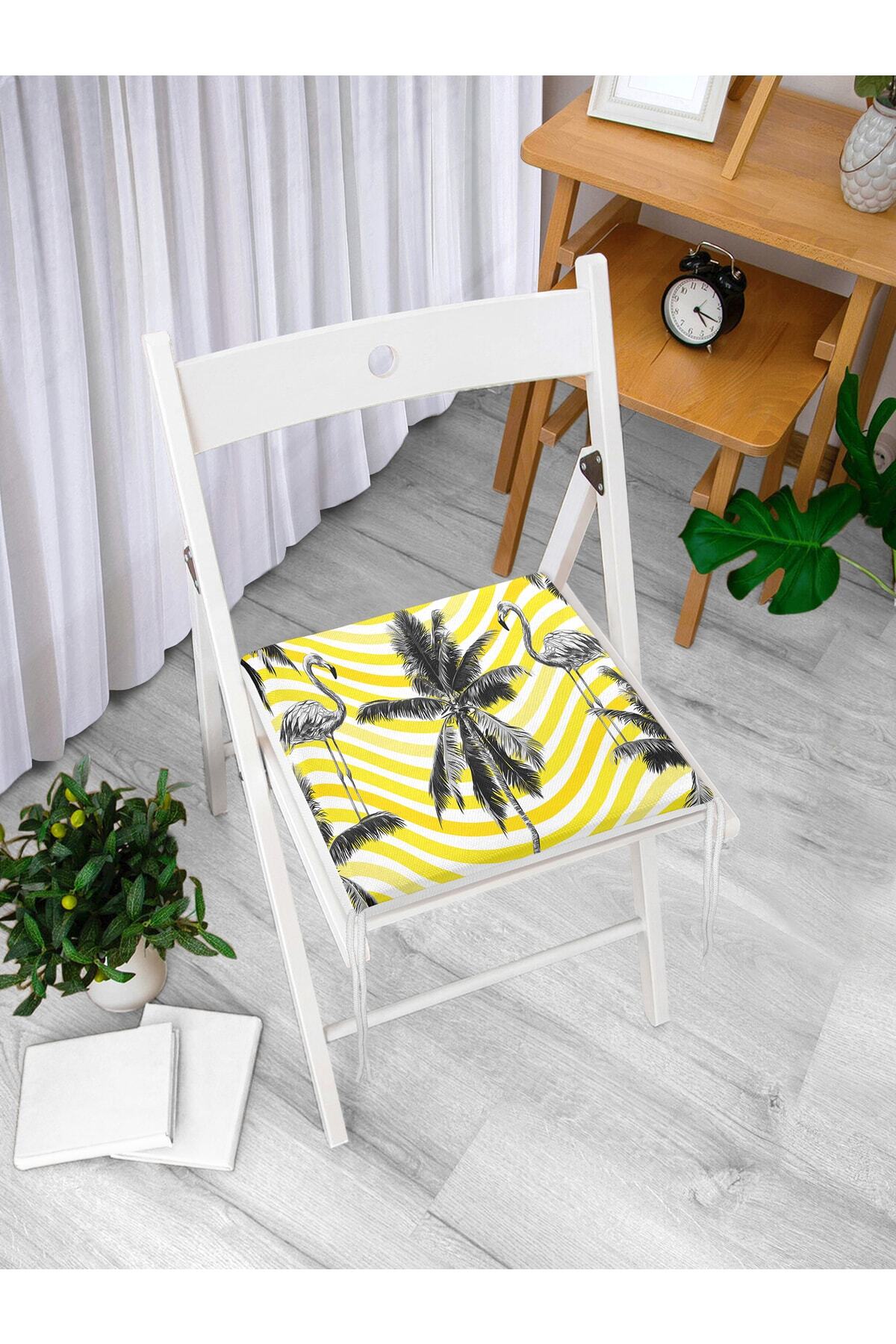 Realhomes-Flamingo Patterned Digital Printed Zippered Chair Cushion 3