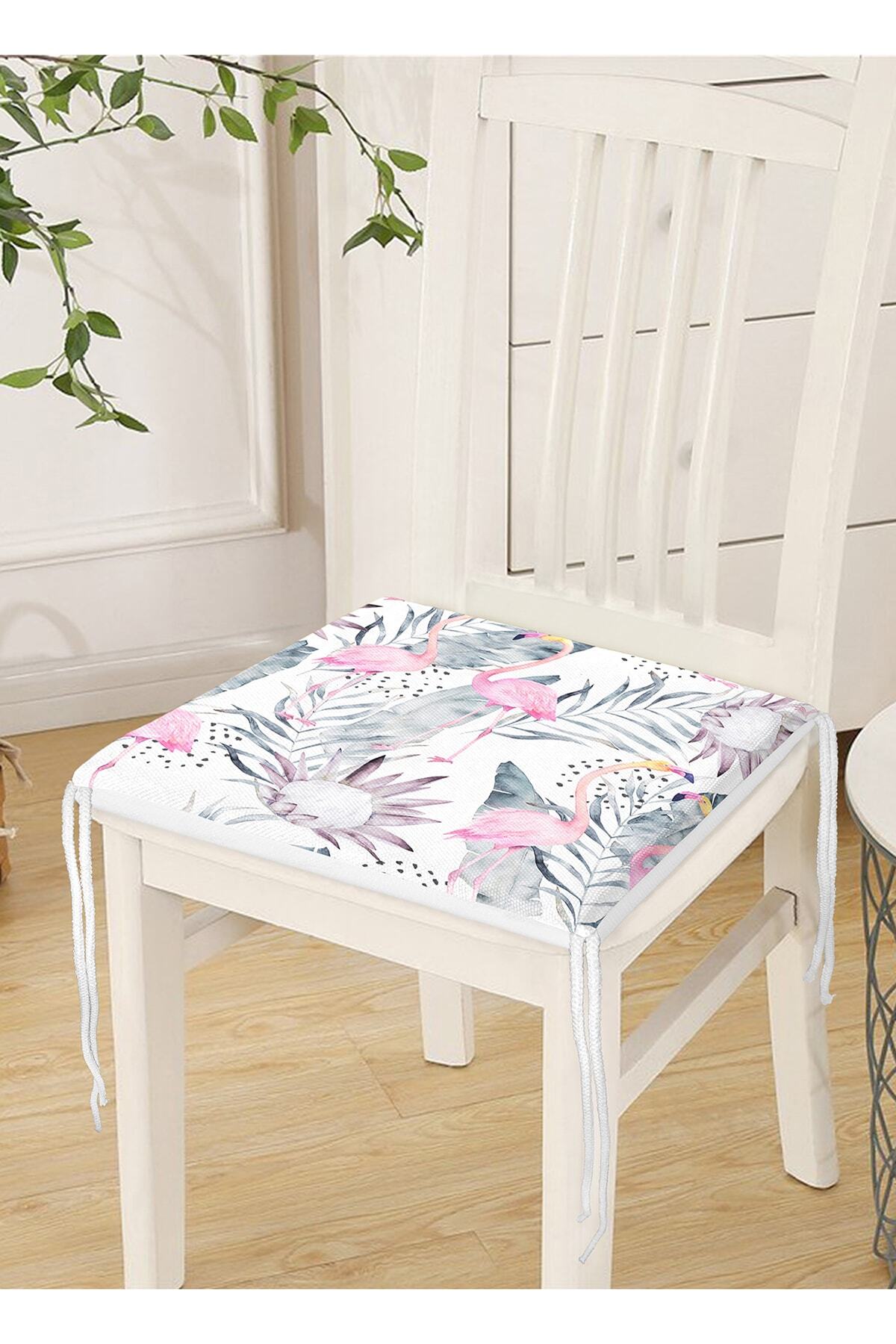 Realhomes-Flamingo Patterned Digital Printed Zippered Chair Cushion 3