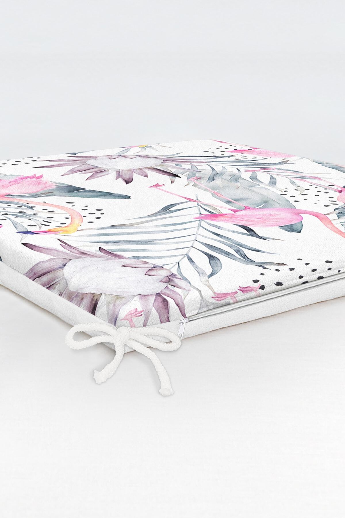 Realhomes-Flamingo Patterned Digital Printed Zippered Chair Cushion 6